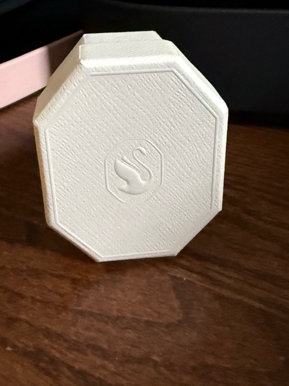 Swarovski Cream Octagonal Jewelry Box with Swan Emblem